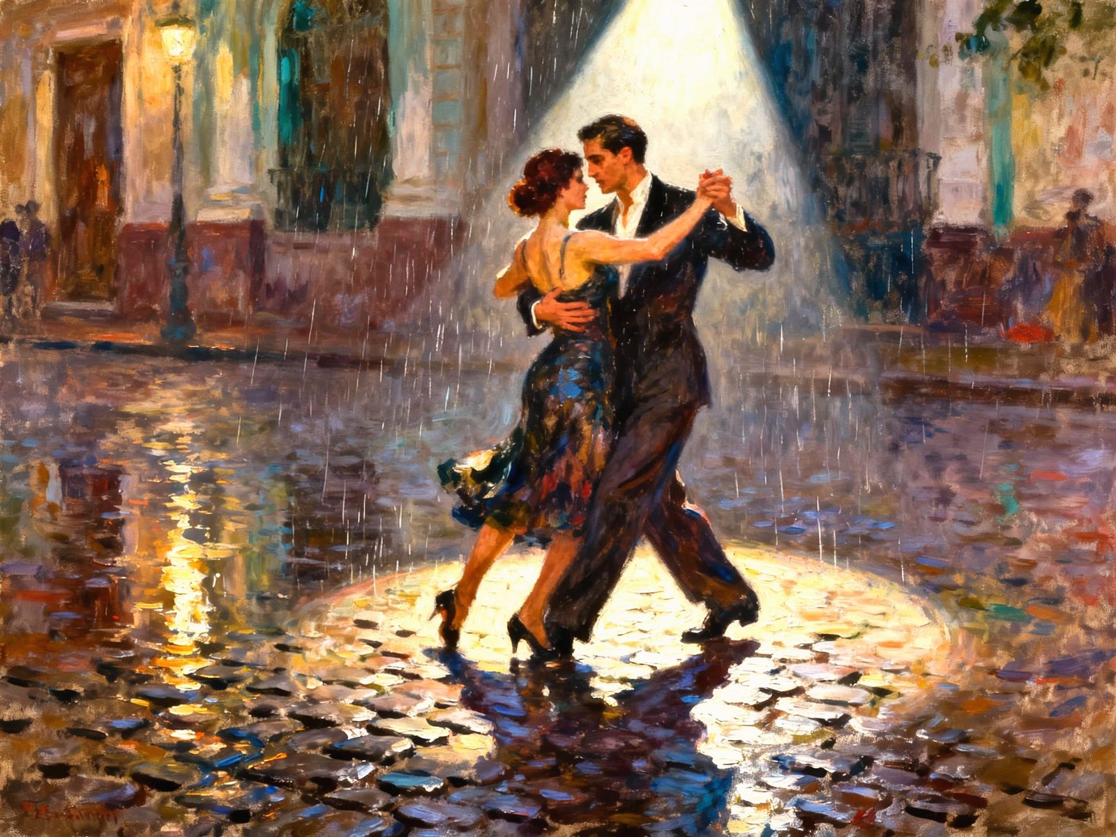 Passionate Tango Dancers in Buenos Aires Oil Painting