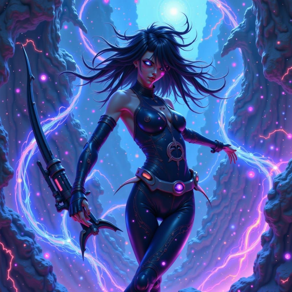 Rin Tohsaka in Fractured Bodysuit with Futuristic Crossbow