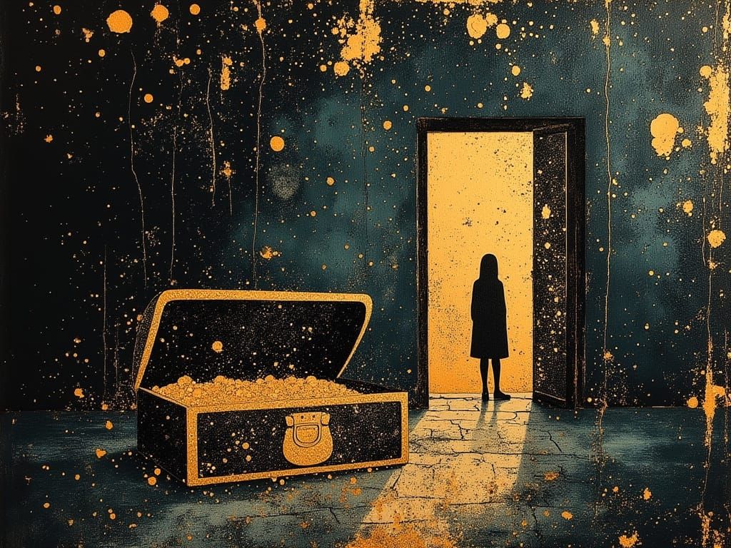 Irish Leprechaun with Treasure Chest in Autumn