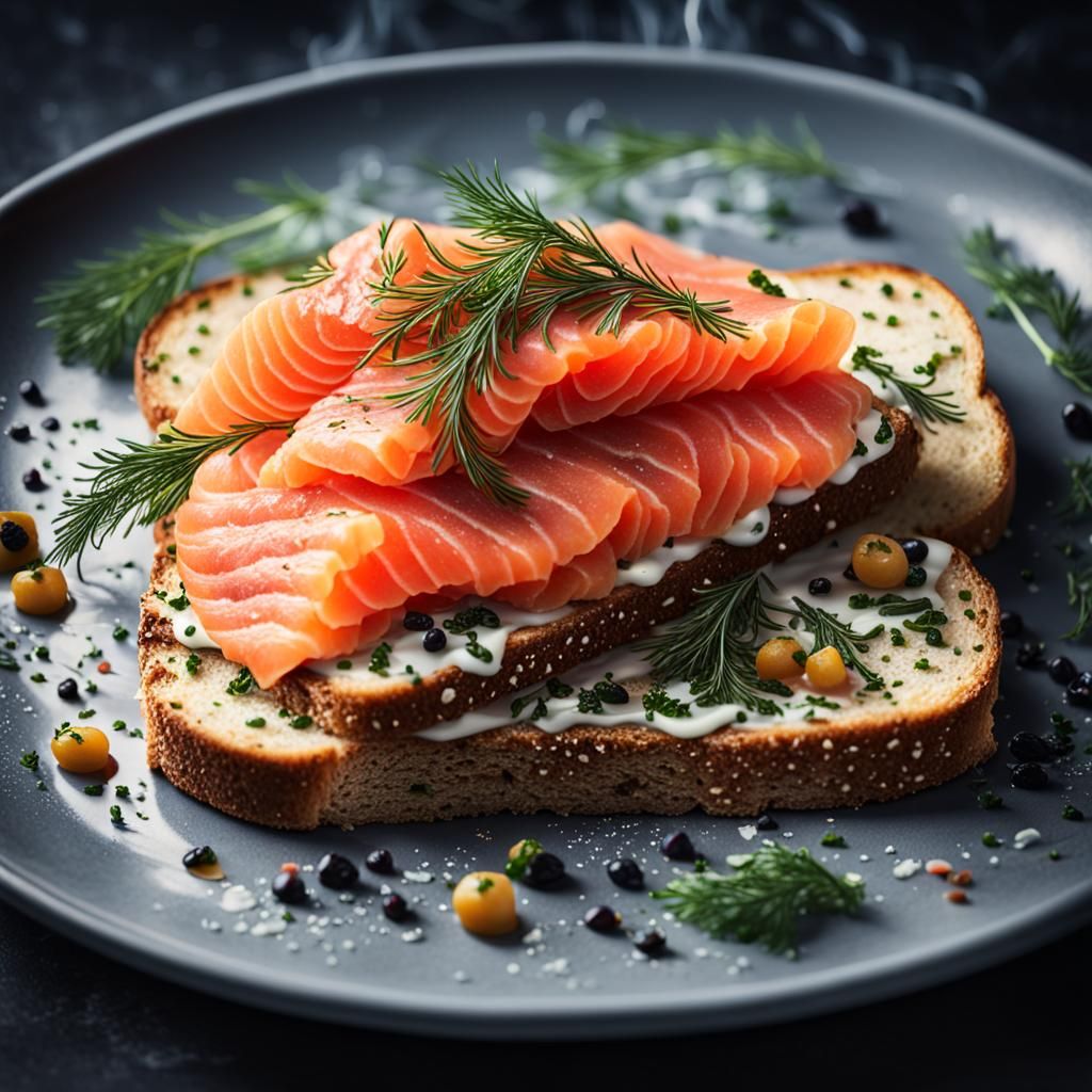 Gravadlax Salmon on Toast: Digital Matte Painting