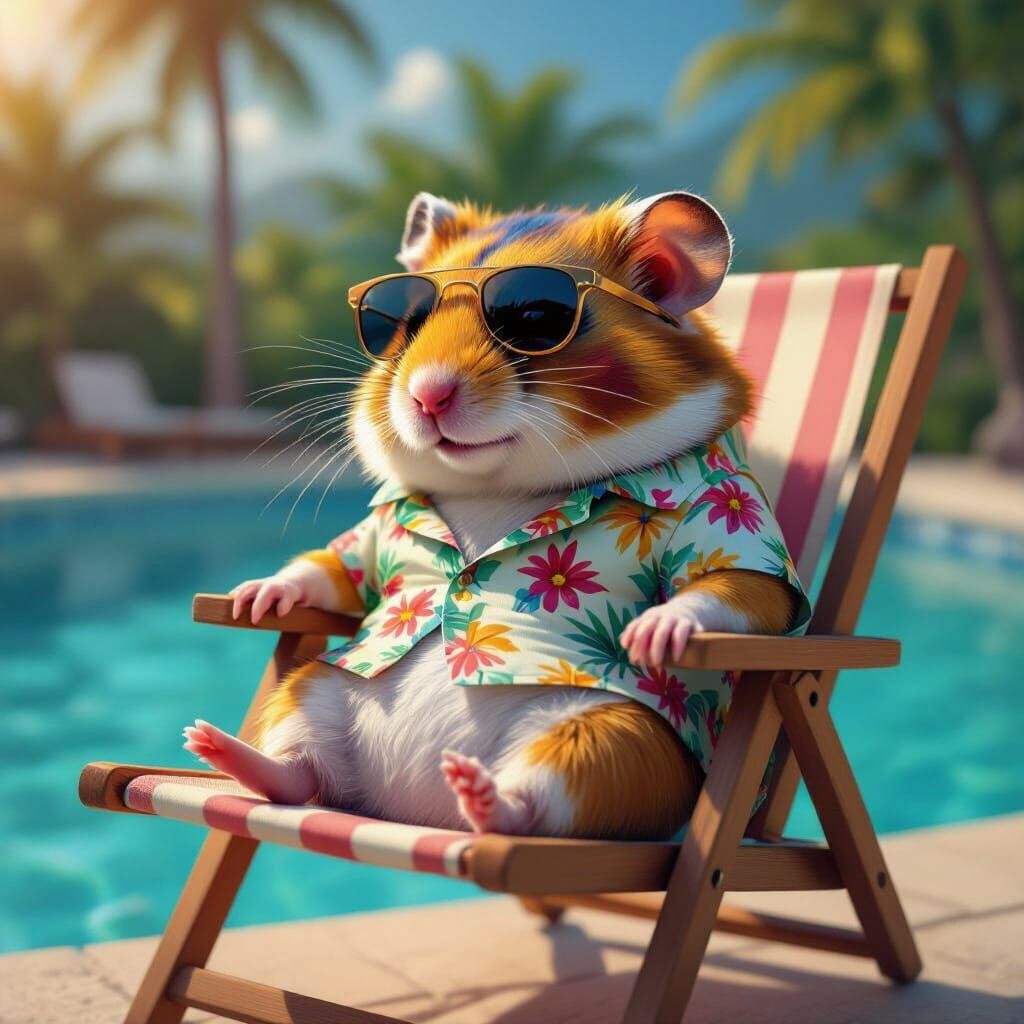 Hamster's Luxurious Melancholy: Hyperrealistic Cage Scene