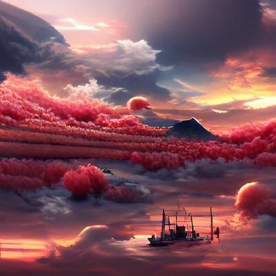 Dramatic Red Skies Over Dark Navy Scene