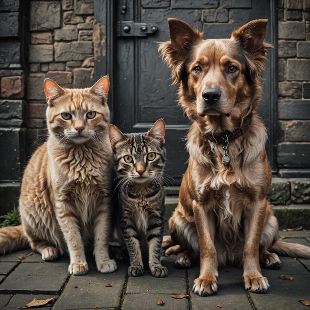 Cat and Dog in Hyperrealistic Style