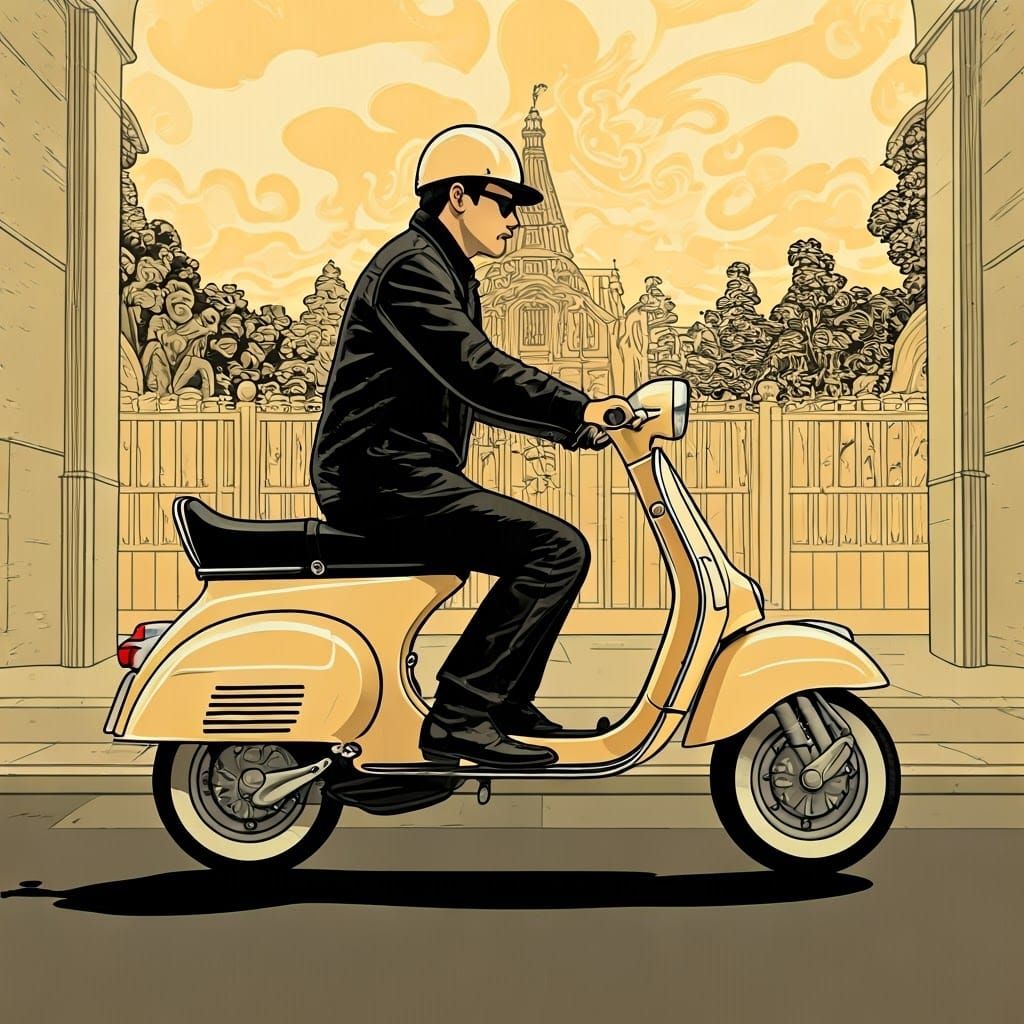 Mod Subculture Scene in Psychedelic Style