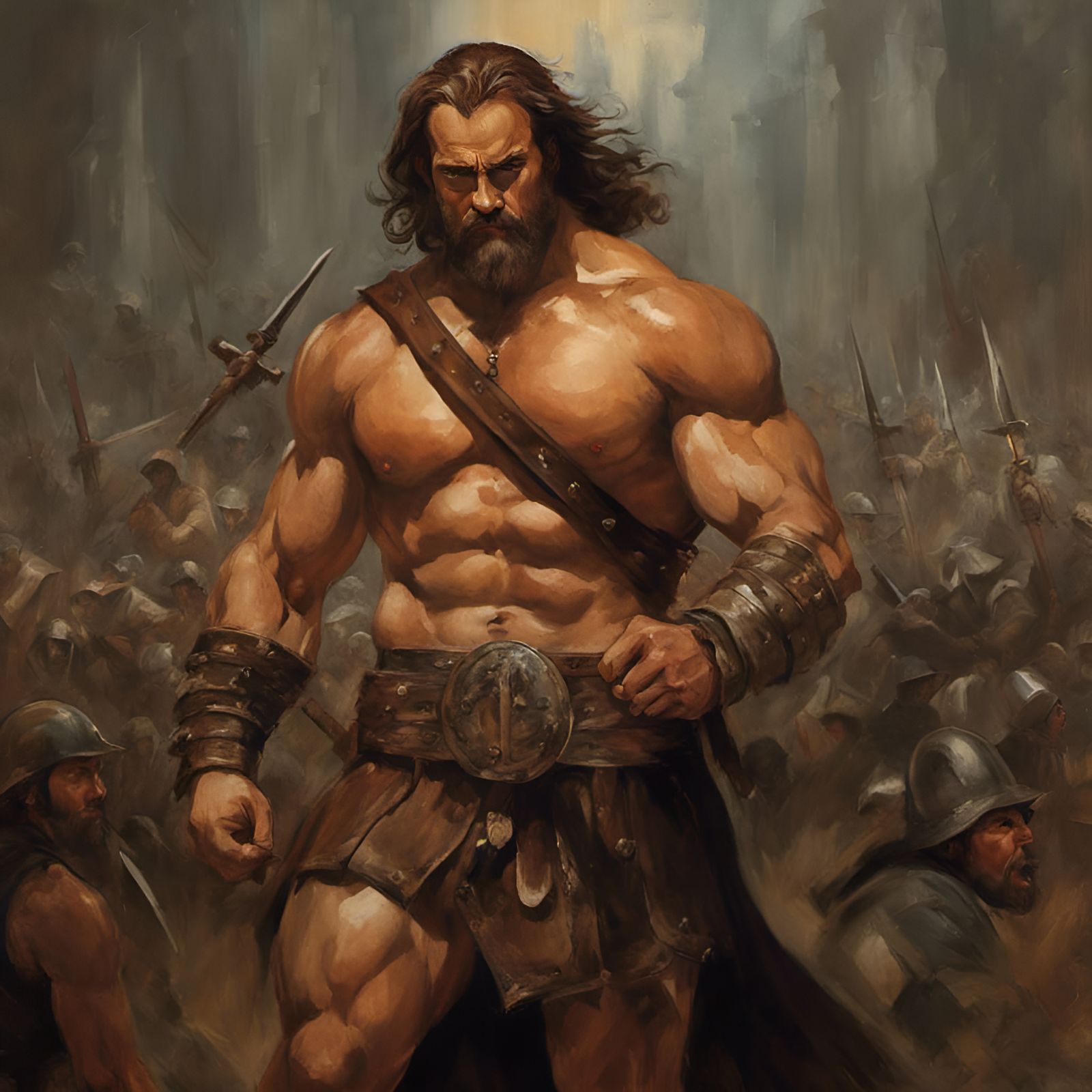 Barbarian's Triumph in Studio Ghibli Style