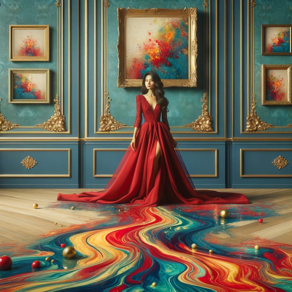 Elegant South Asian Woman in Surrealist Setting