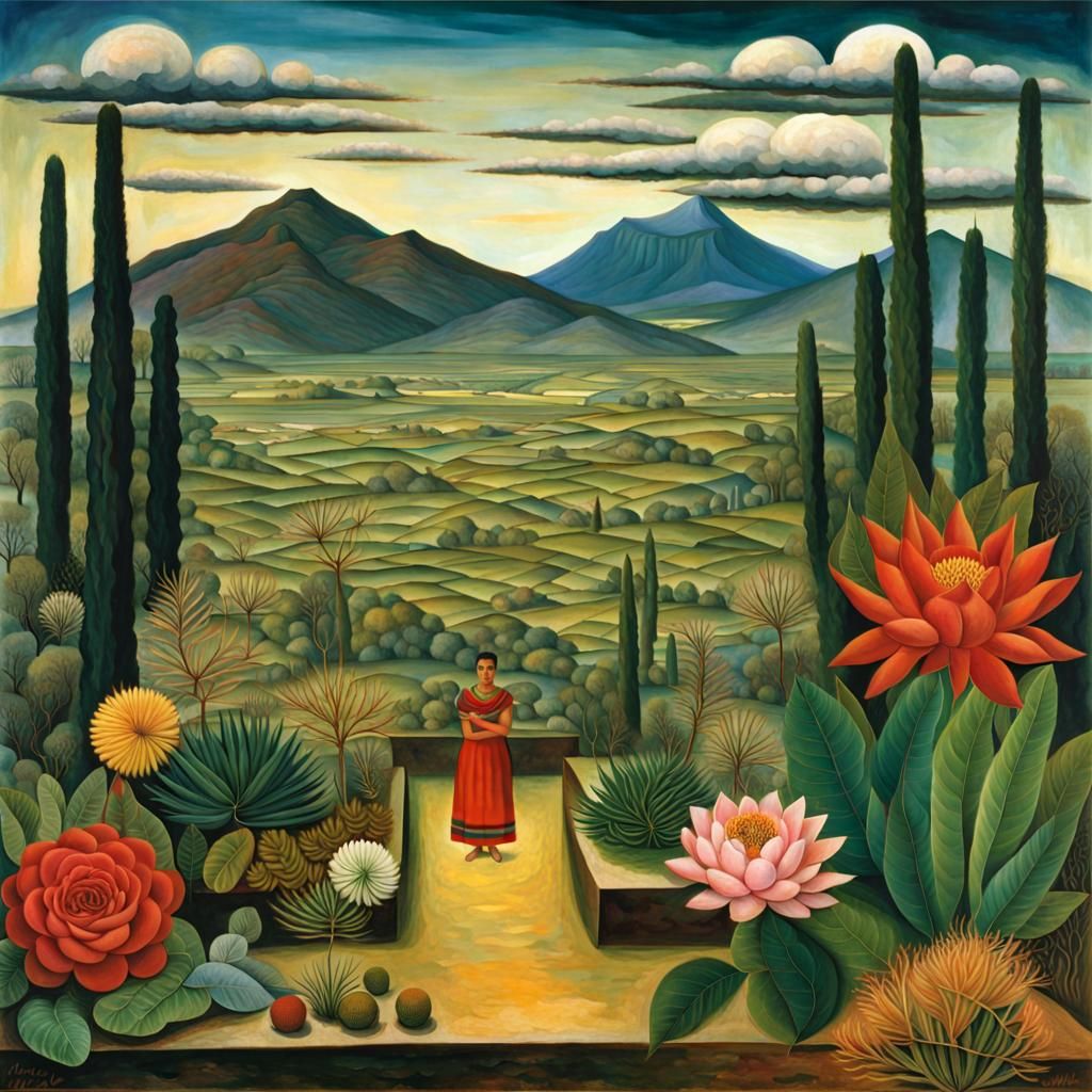 Surreal Landscape Painting in Frida Kahlo Style