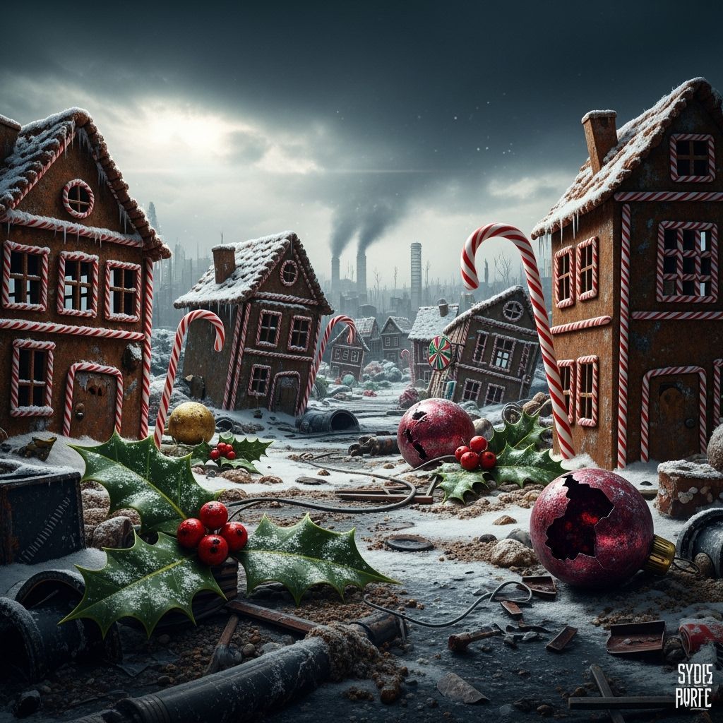Apocalyptic Christmas Town Miniature in Ruins