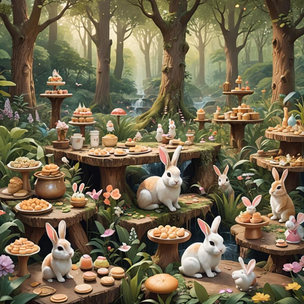 Rabbits with Unique Jobs in Enchanted Forest