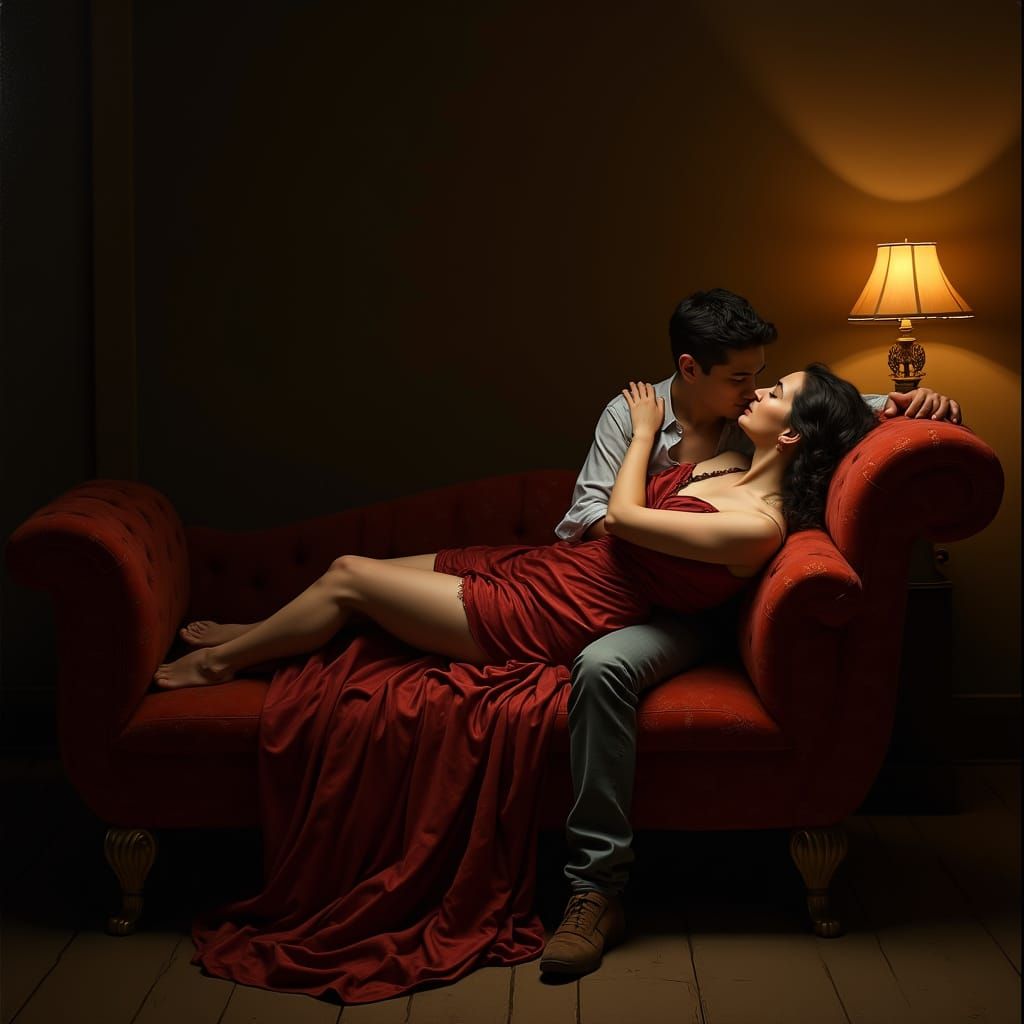 Tangled Embrace on Velvet Throne