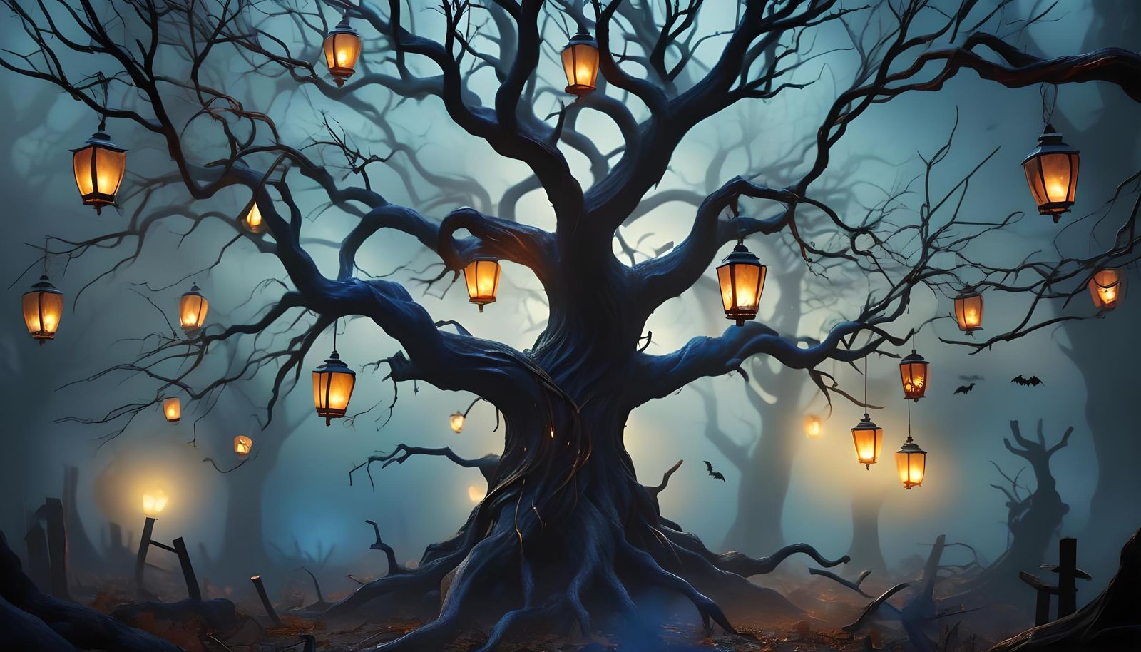 Halloween Words on a Scare Background