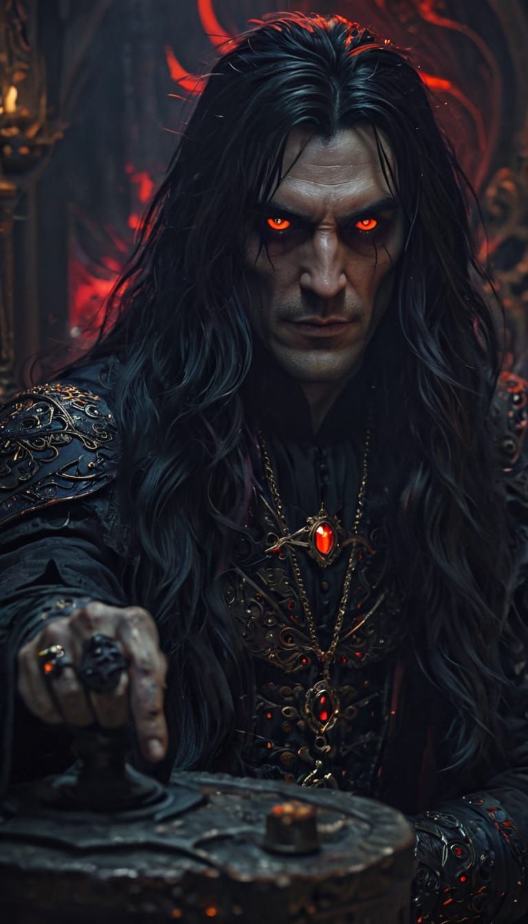 Dark Fantasy Dracula Portrait in Rich, Hyperdetailed Style