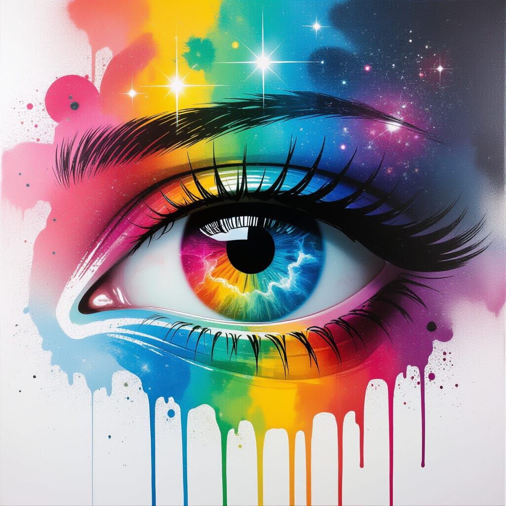 Galactic Eyes: A Spray Paint Street Art Galaxy