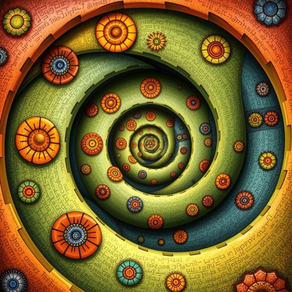 Hundertwasser Style Fibonacci Spiral Art