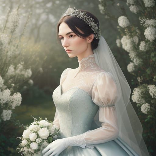 Elegant Gardener in Opulent Ballgown