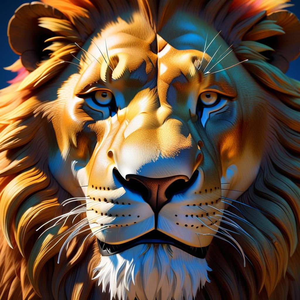Loving Lion 3D Portrait in Pixar Style