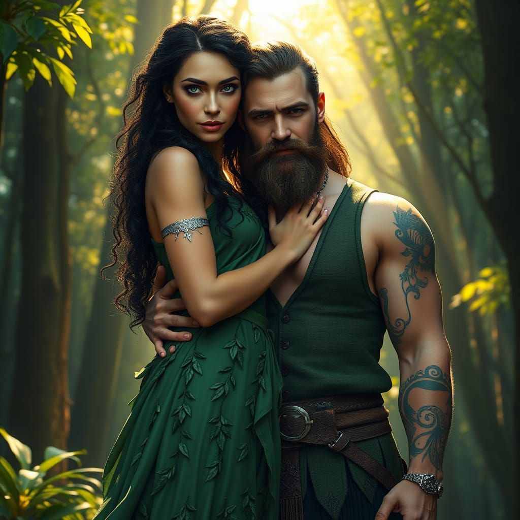 Enchanted Forest Lovers in Mystical Hues