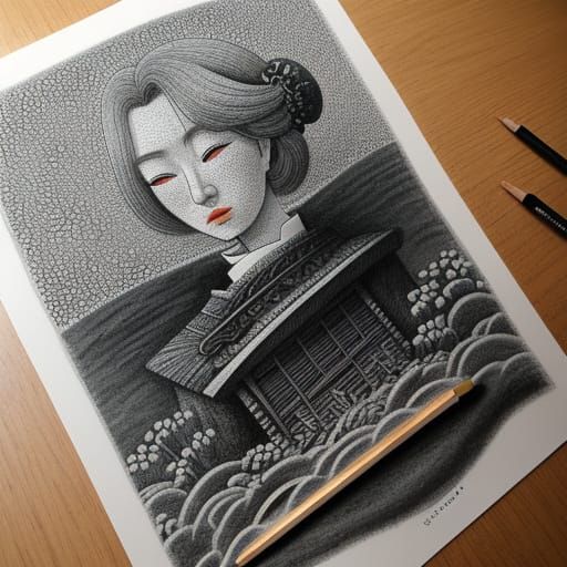 Brutalist Pointillism Masterpiece in Charcoal and Pastels