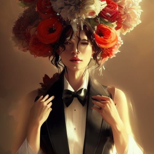 Elegant Wedding Portrait in Art Nouveau Style