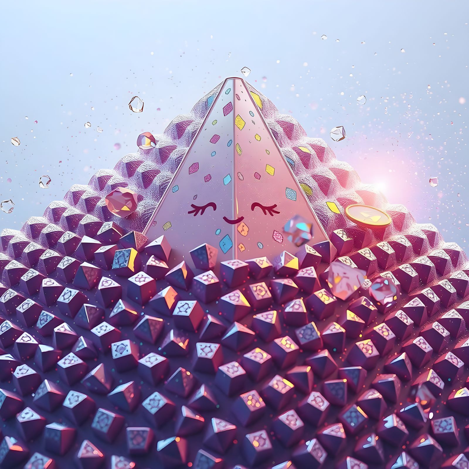 Ethereal Crumbling Glass Cone in Golden Hour Light