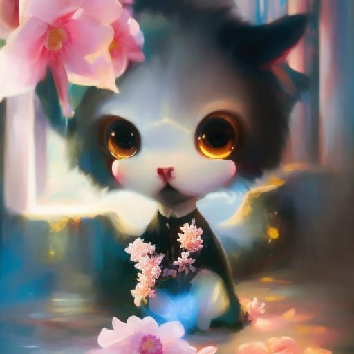 Sad Piglet Surrounded by Hearts: Digital Illustration