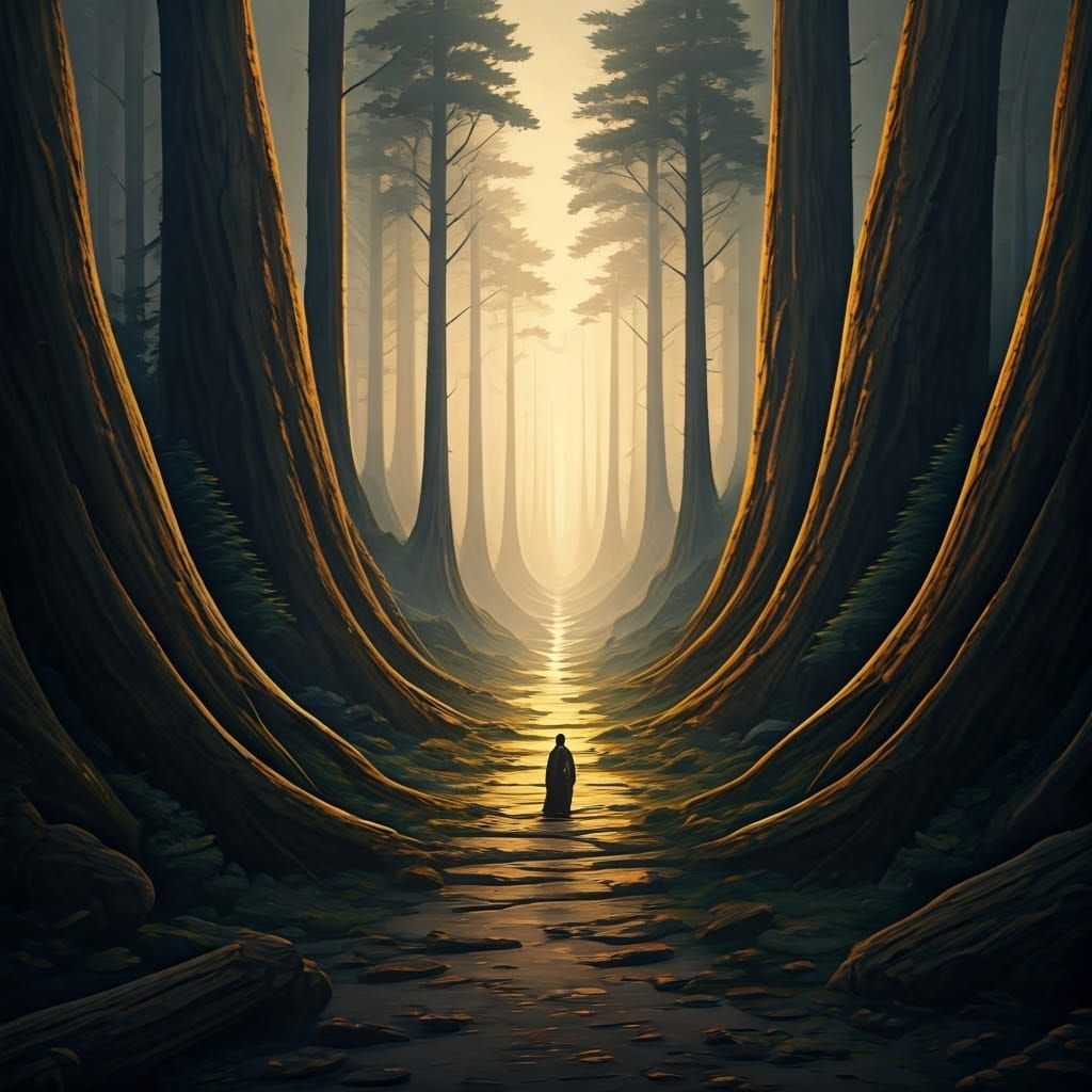 Surreal Wilderness Landscape in Chiaroscuro Oil Painting