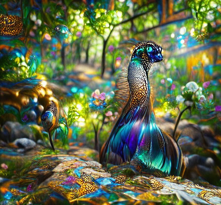 Magical Peacock in Enchanted Forest: Hyperrealistic Digital ...