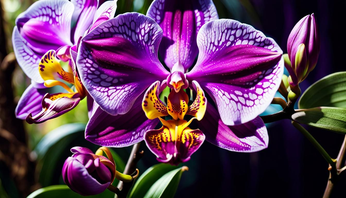Psychedelic Purple Orchid Hyperrealistic Close-Up