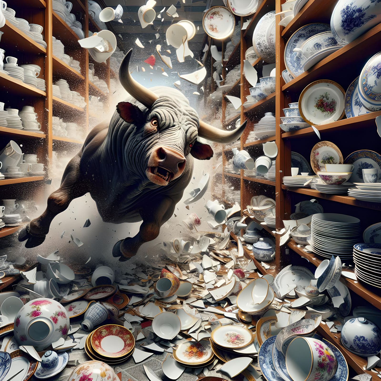 Bull in China Shop: A Chaotic Spectacle