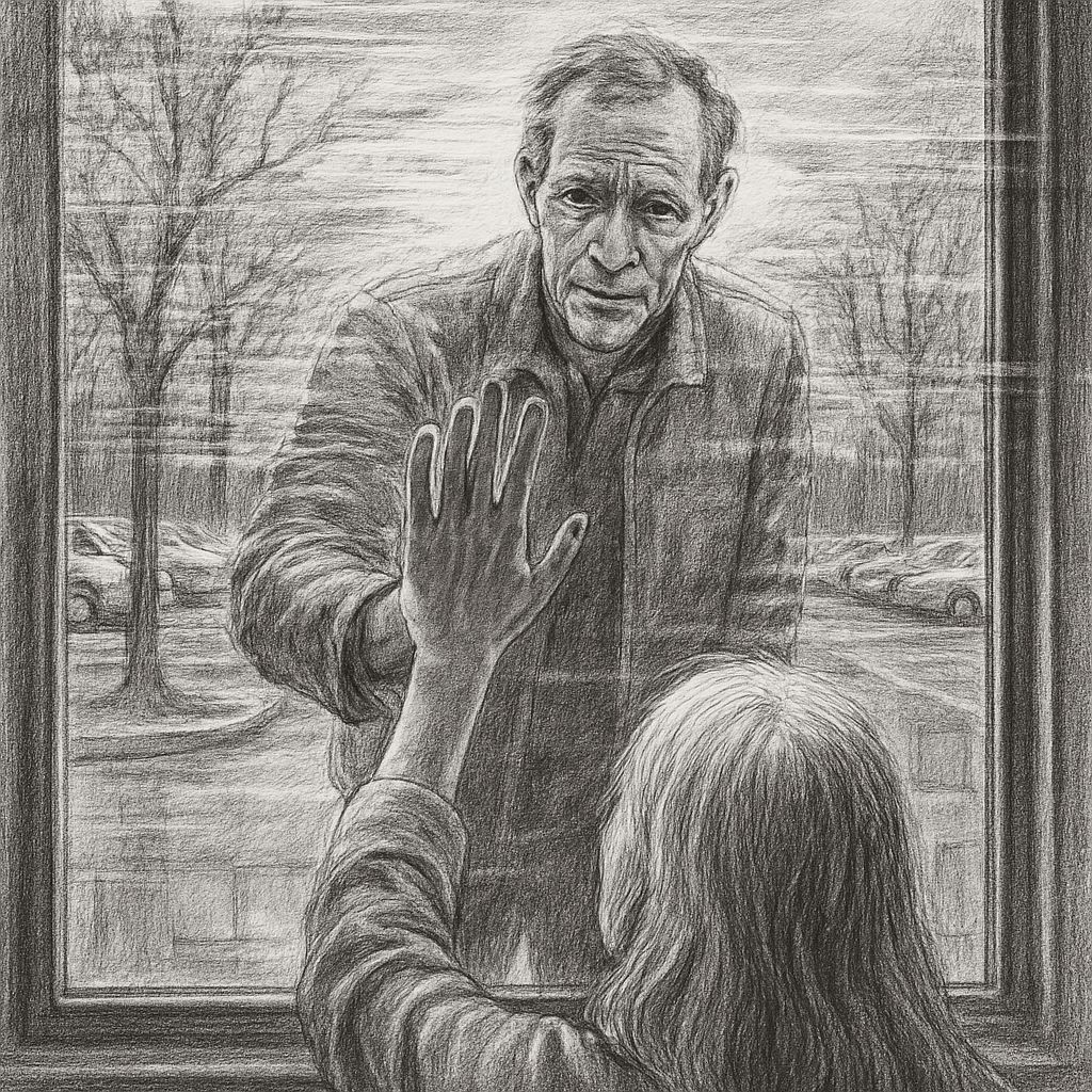 Greeting a visitor, early 2021