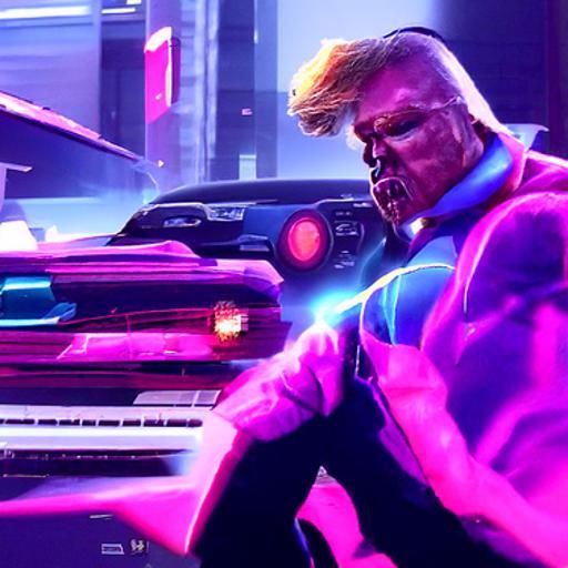 Synthwave Showdown: Heroic Figure Battles Thanos