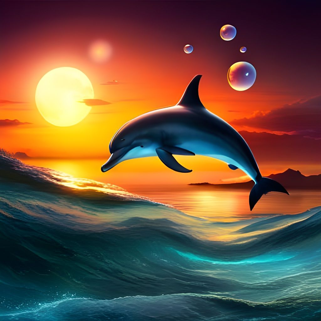 Dolphins and Glowing Bubbles in Fantasy Reef