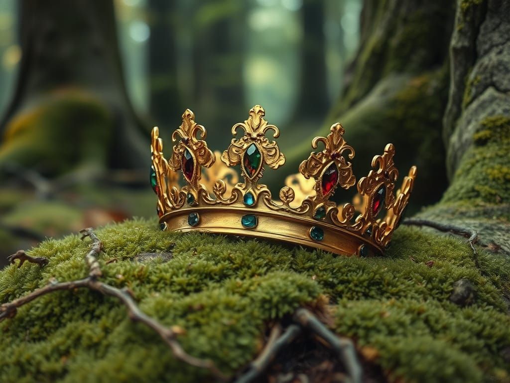 King's Crown in Moss, Antique Watercolor Style