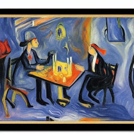 Mice in Night Cafe Celebrate Christmas in a Whimsical Scene