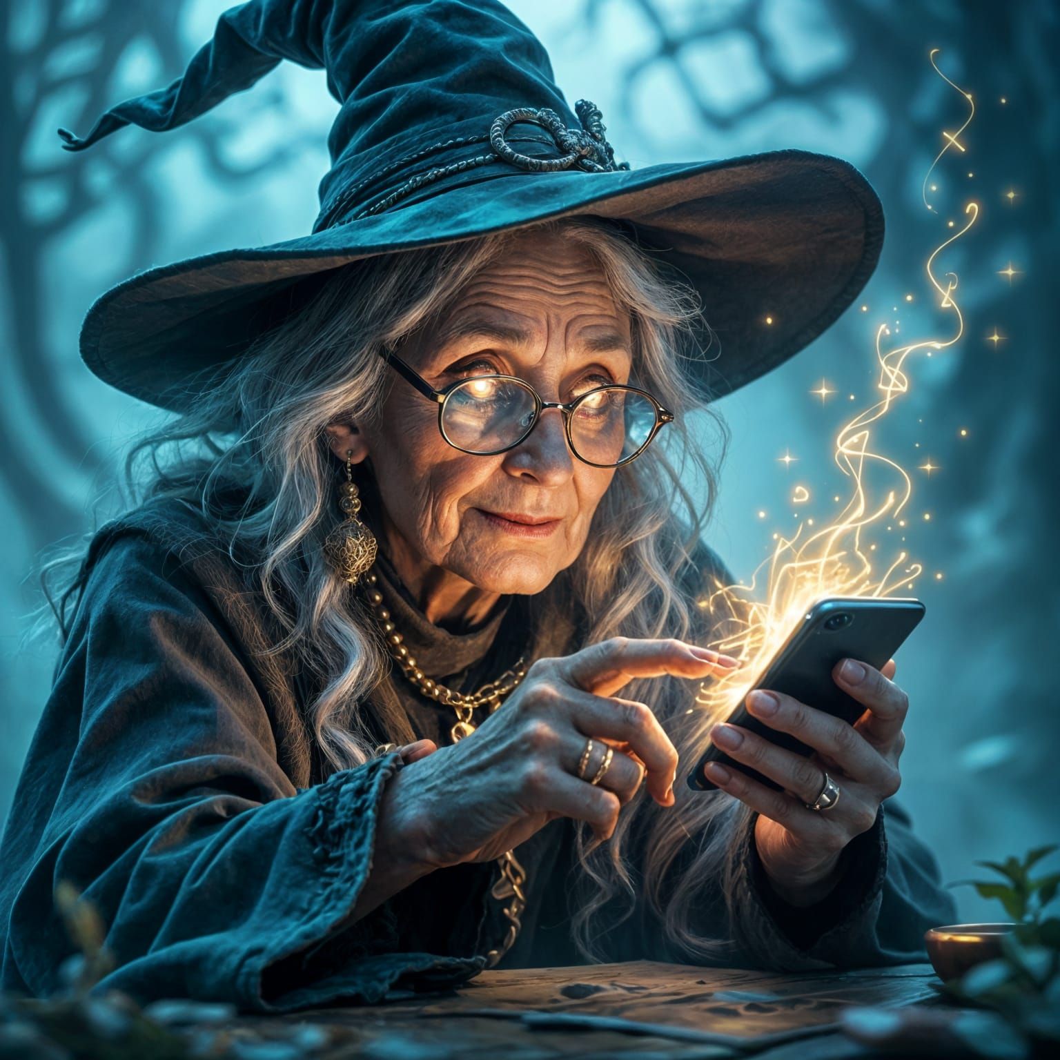 Ancient Witch Bewildered by Smartphone Magic