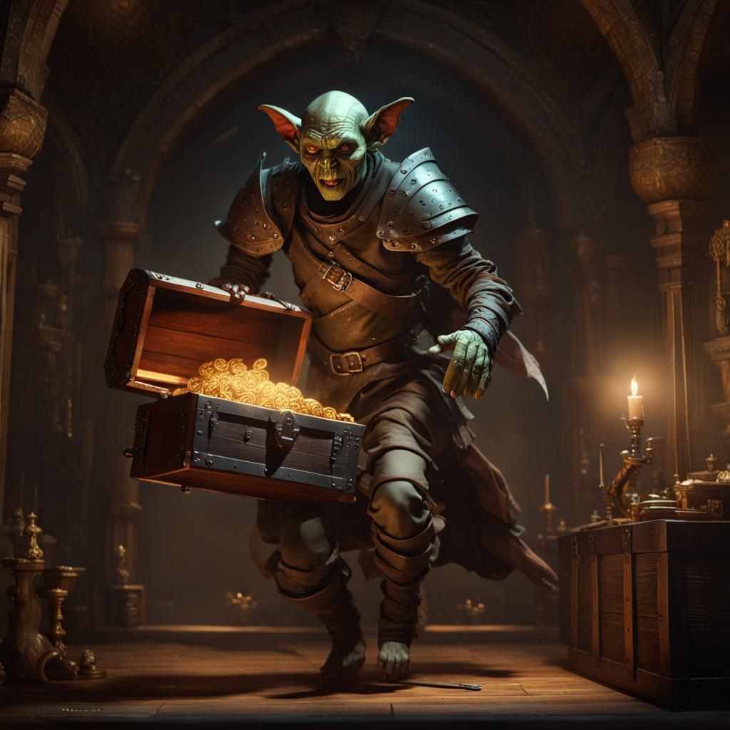 Ghost Goblin Warrior Leviation in Dark Room