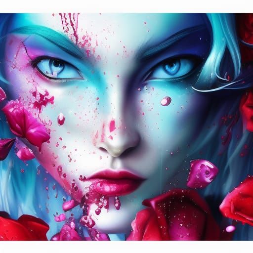 Bleeding Rose in Splash Art Style