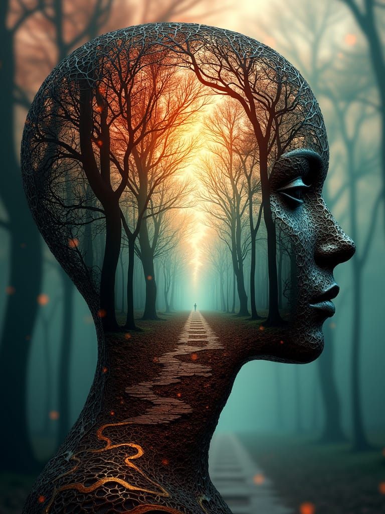 Ethereal Metallic Silhouette Unveils Dreamlike Forest