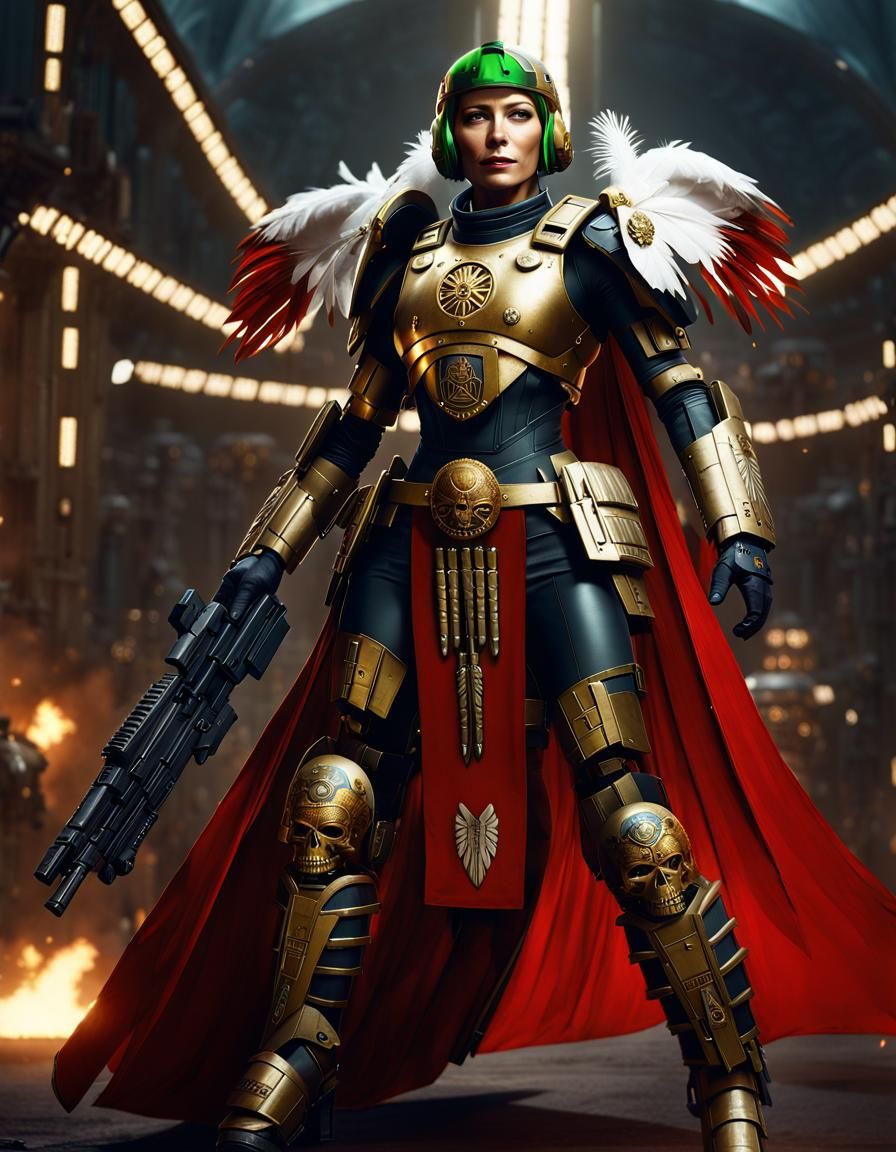 Space Marine Warrior Woman in Art Deco Style
