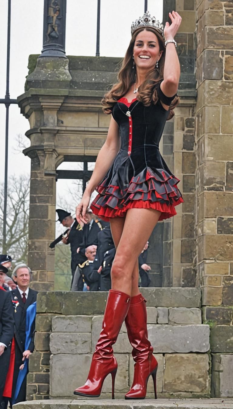 Kate Middleton Inspired Figure in Red PVC Outfit