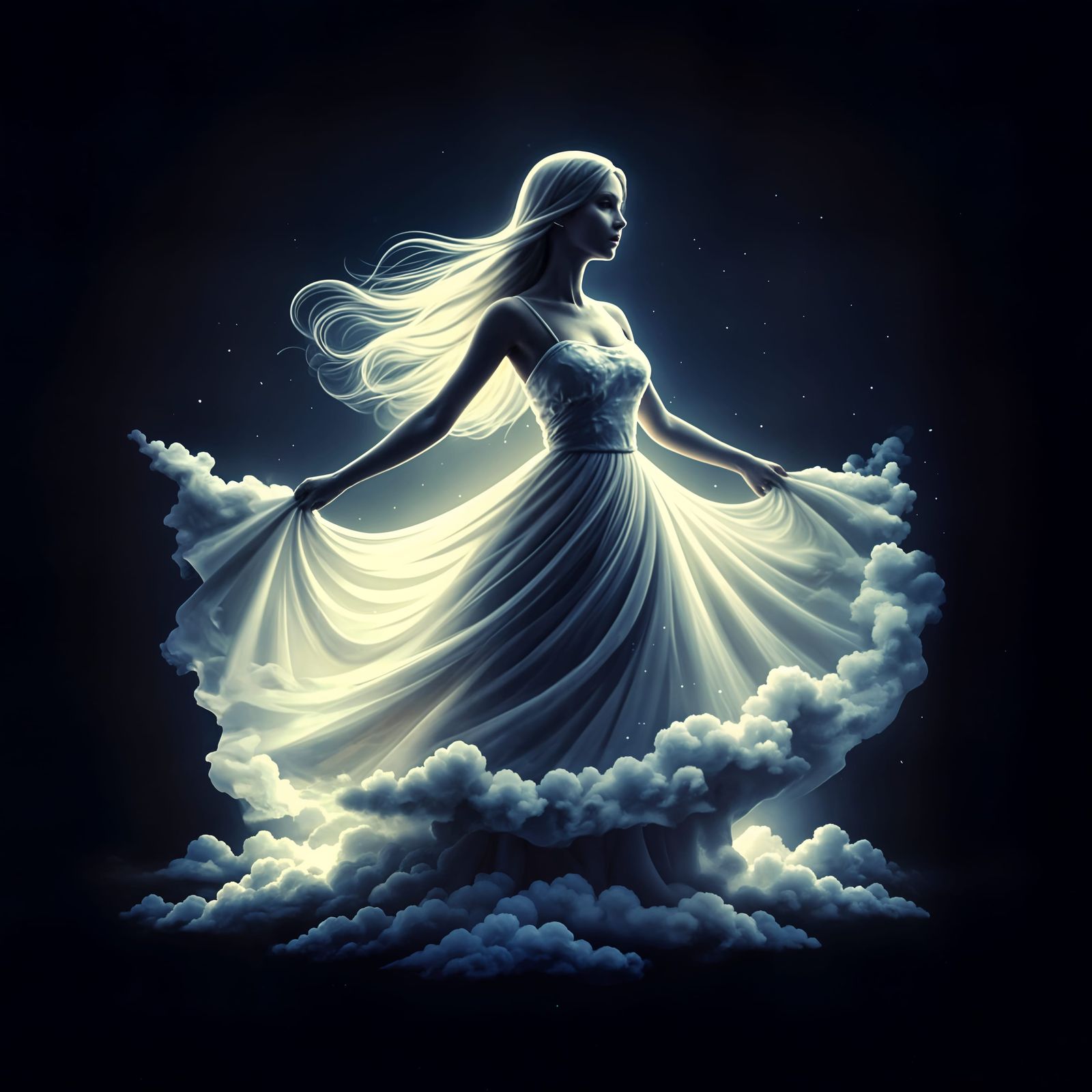 Ethereal Cloud Woman in Whirling Dance
