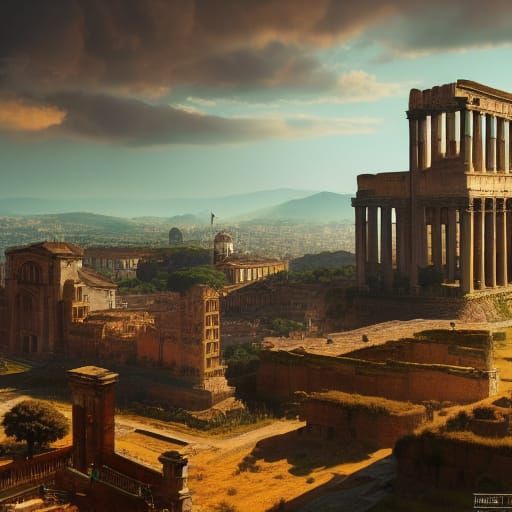 Detailed Matte Painting of Ancient Rome