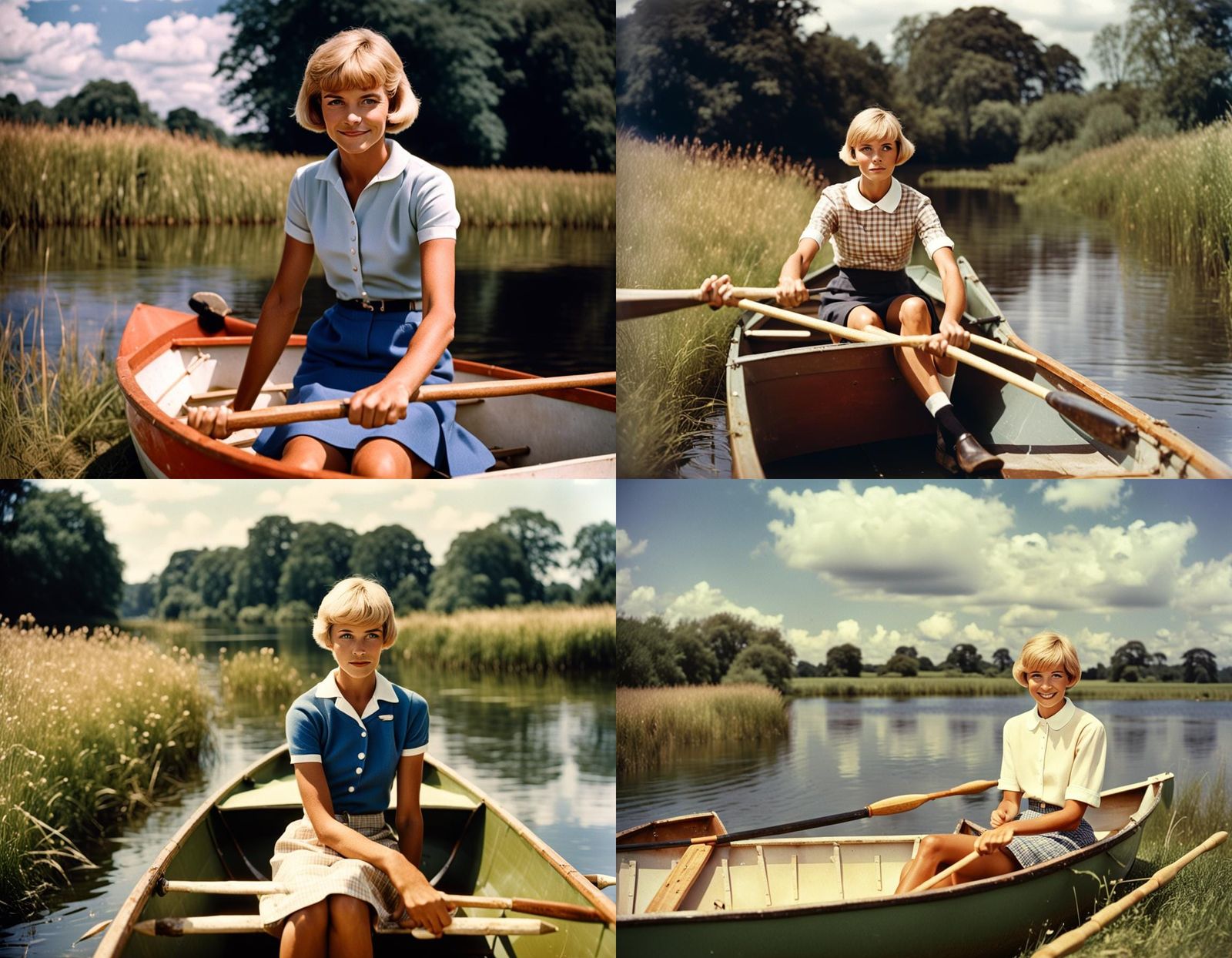 1960s Girl in Rowing Boat on Lake