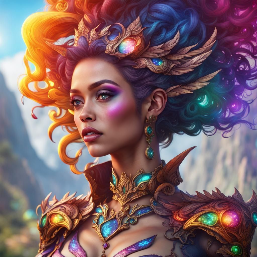 Rainbow Crystal Vixen in Detailed Matte Painting
