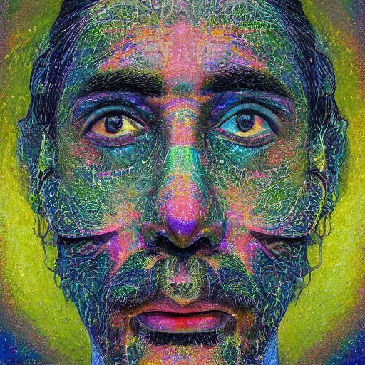 Ethereal Man with Dogwood Flowers, Macro Photograph