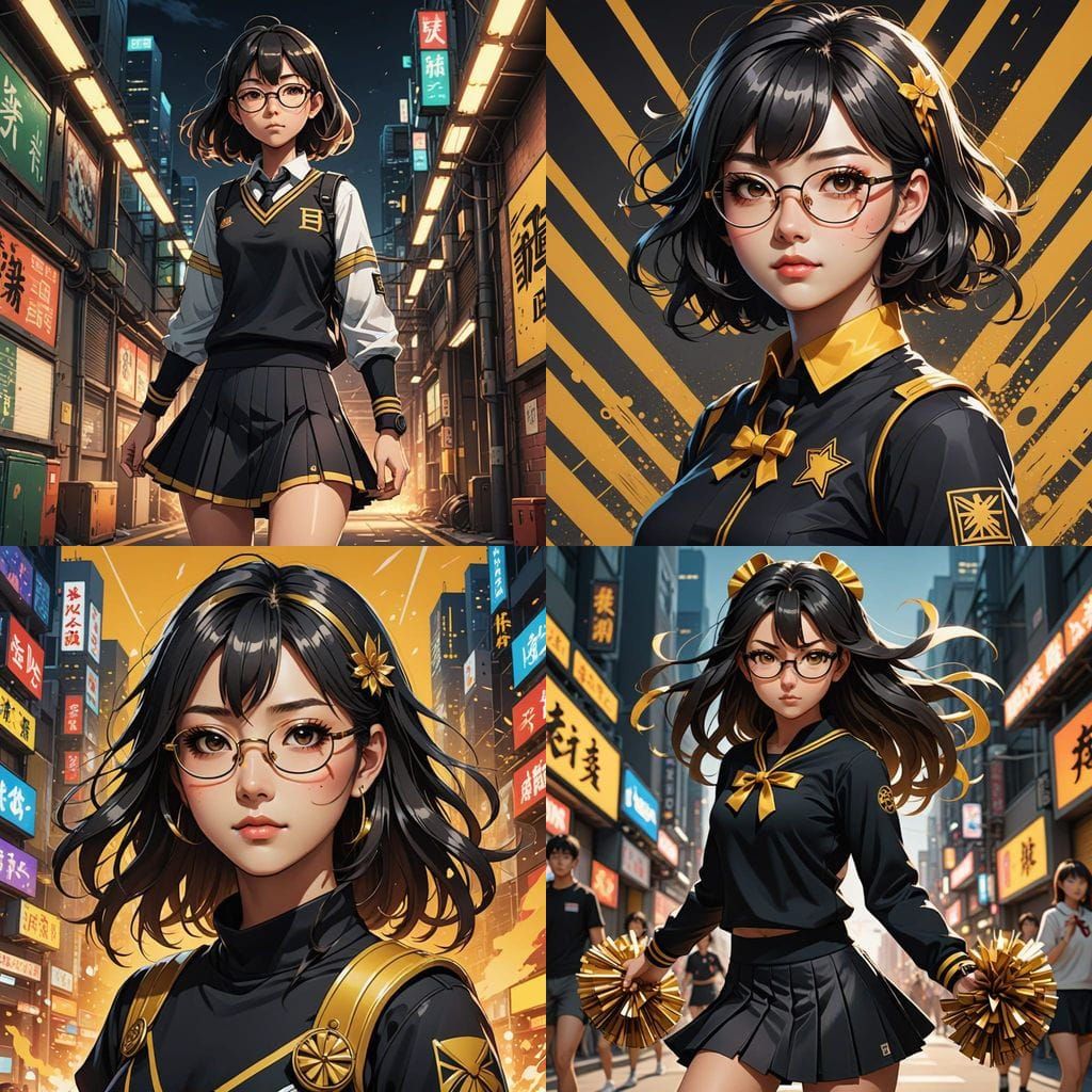 Cyberpunk Anime Cheerleader Girl