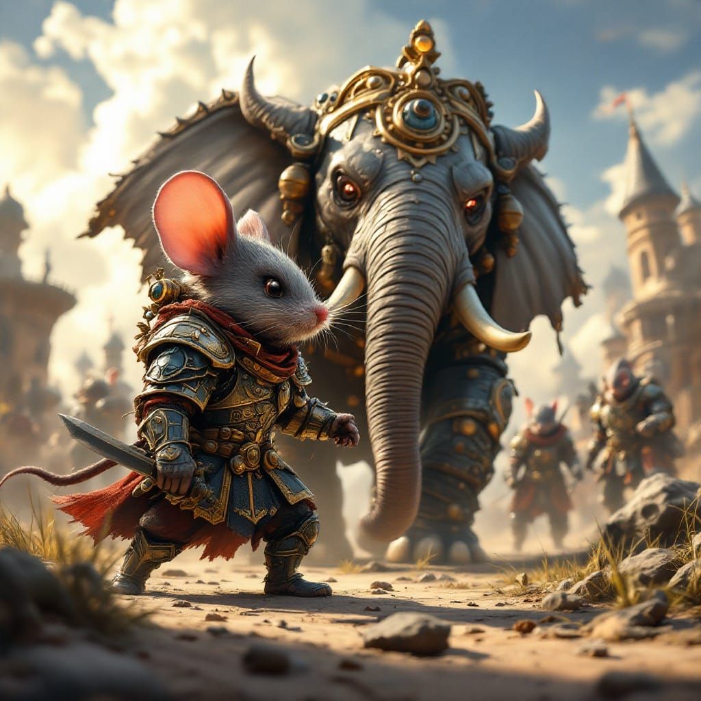 Chibi Mouse Knight vs. Steampunk War Elephant