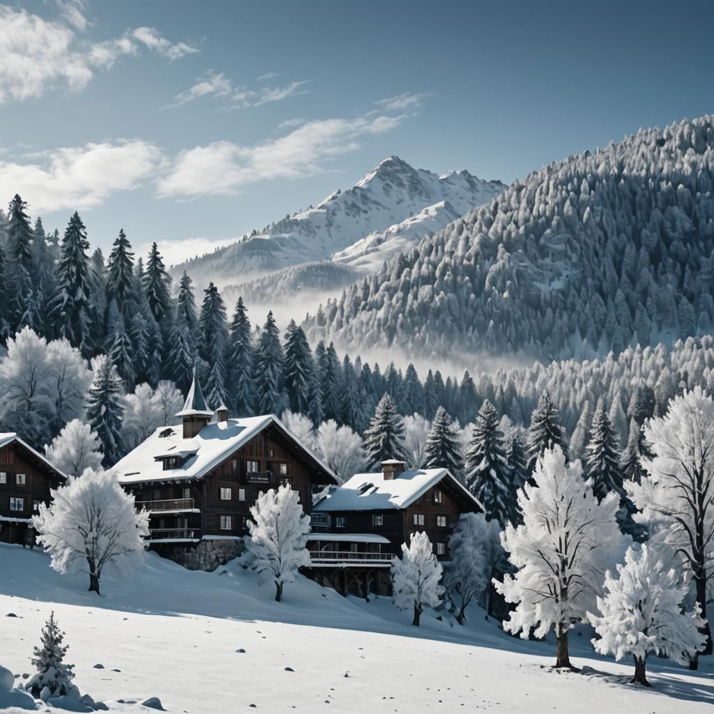 Winter Resort in Ansel Adams Style