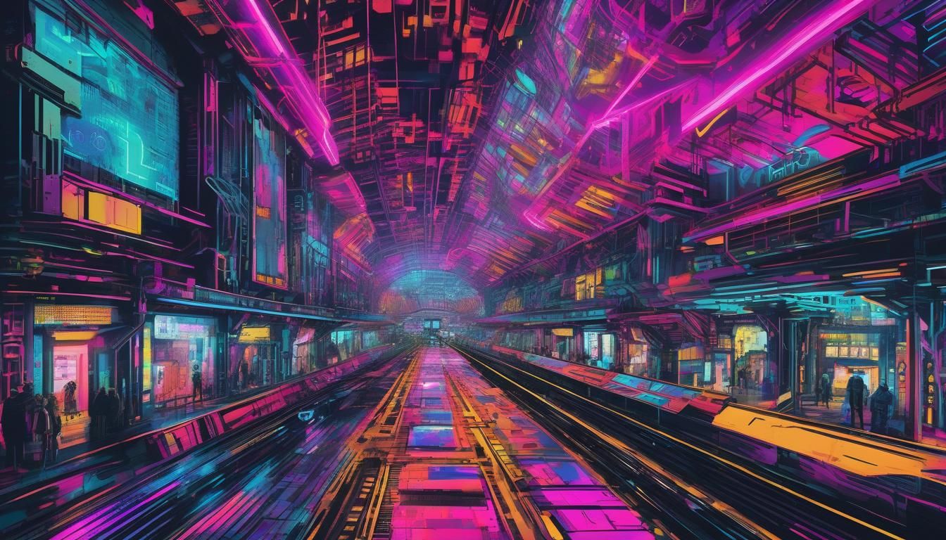 Futuristic Glasgow City Center at Night in Cyberpunk Style