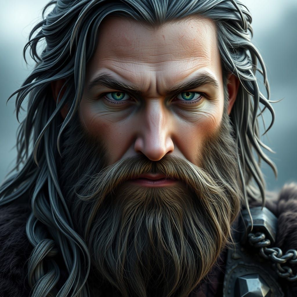 Strong Viking Warrior in Fantastical Landscape